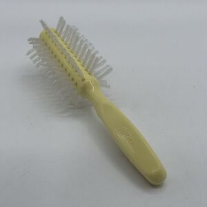Vintage Avon Full Round Hair Brush Yellow With White Bristles 7” Retro Beauty